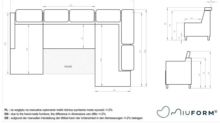 Divano letto angolare beige (angolo destro) Sweet Harmony - Miuform