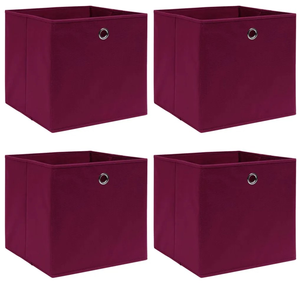 Scatole Con Coperchi 4pz Rosso Scuro 32x32x32 Cm Tessuto /