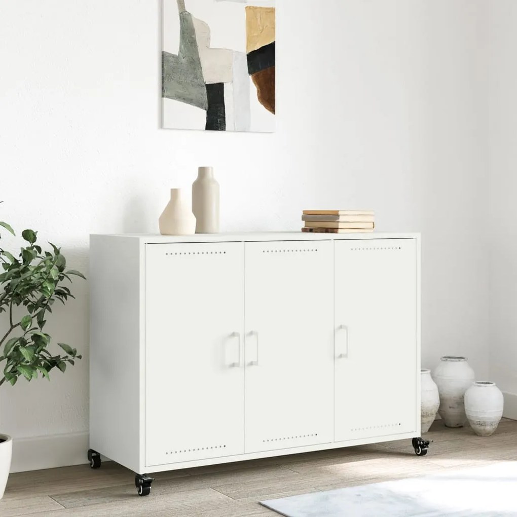 Credenza bianca 100,5x39x72 cm in acciaio laminato a freddo