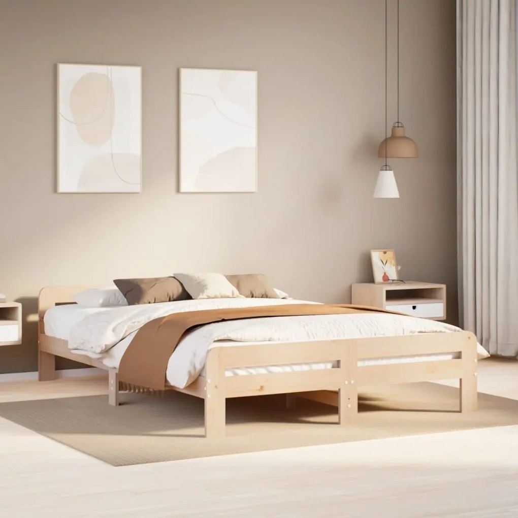 Letto Senza Materasso 160x200 Cm İn Legno Massello Di Pino /