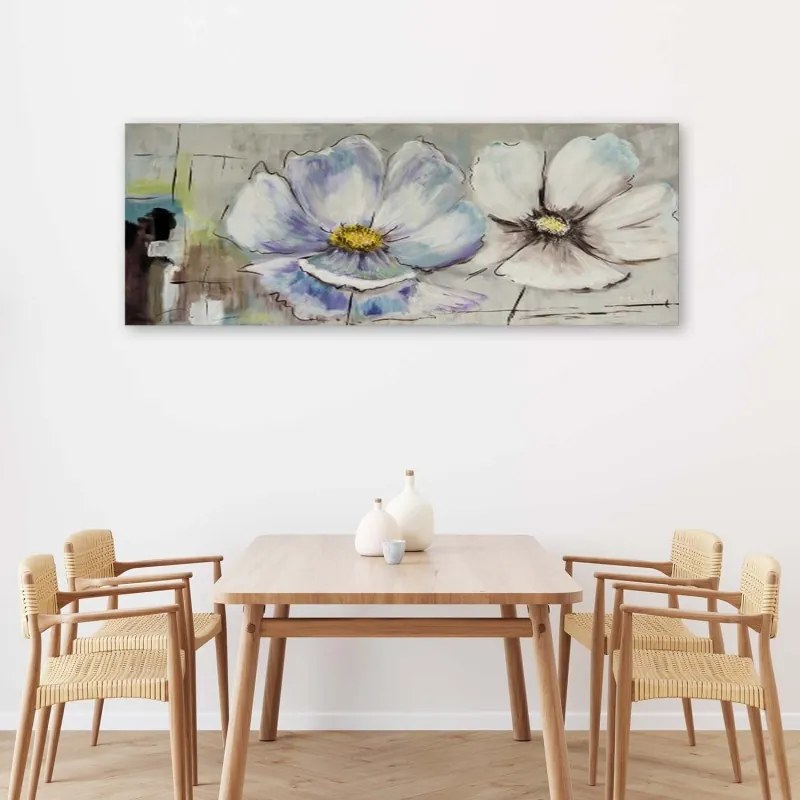 Quadro su tela, Fiori Acquerello Panorama  Dimensioni 150x50