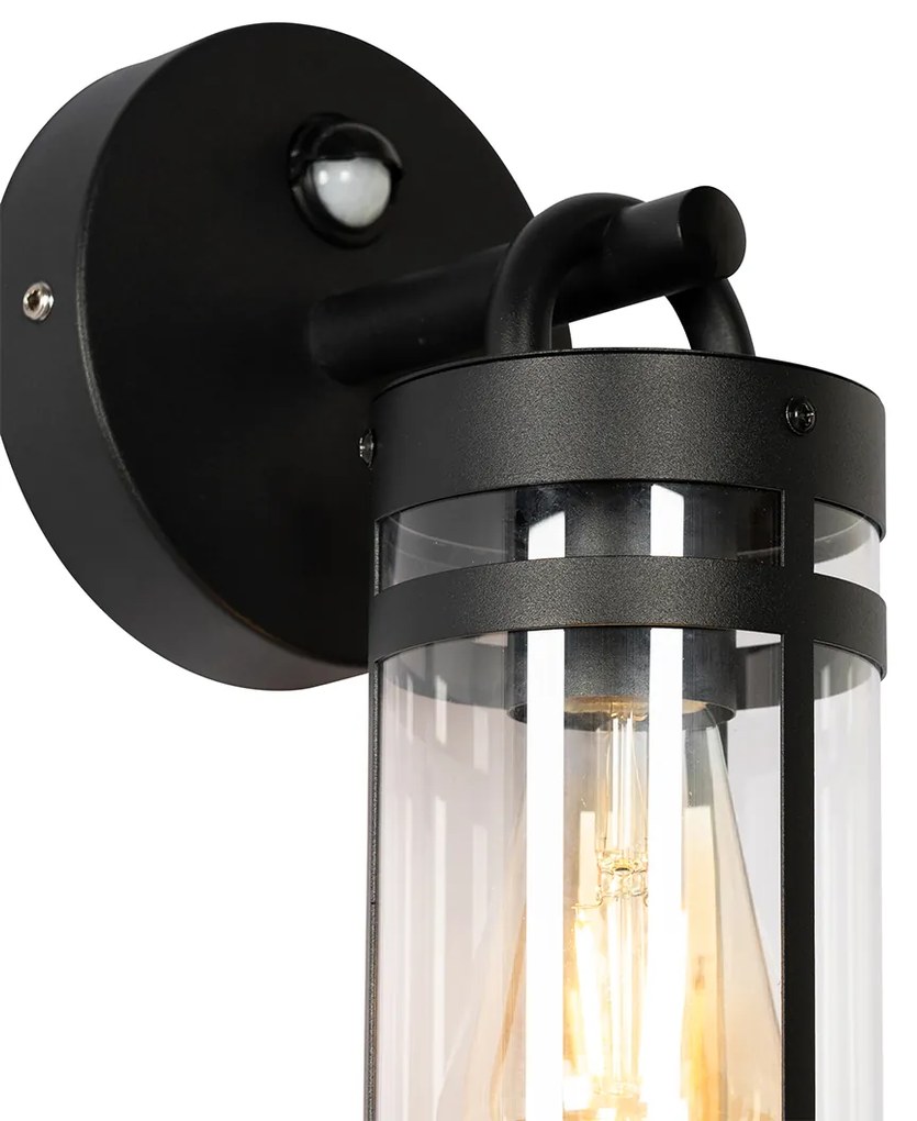 Lampada da parete per esterni nera IP44 con sensore di movimento - Ruben