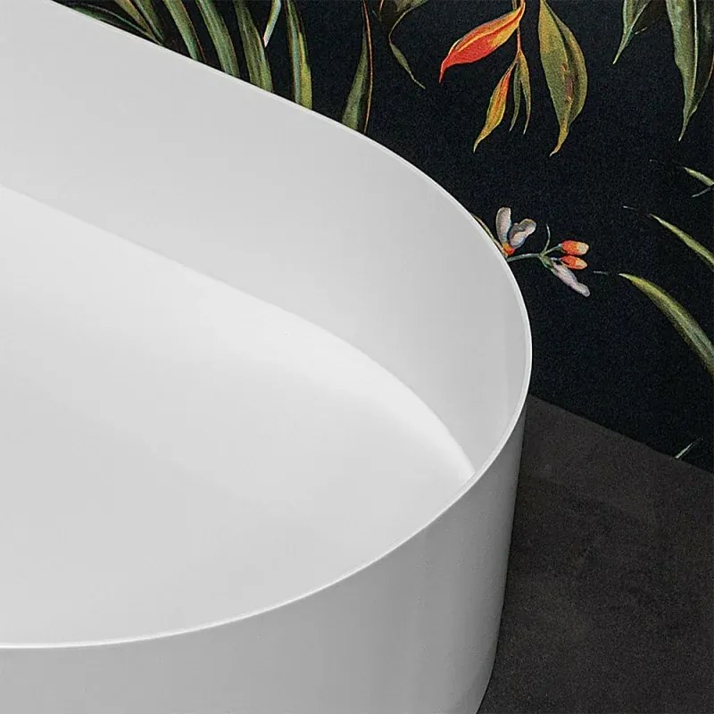 Lavabo da appoggio ovale 58x38 cm in acciaio inox bianco opaco Goya