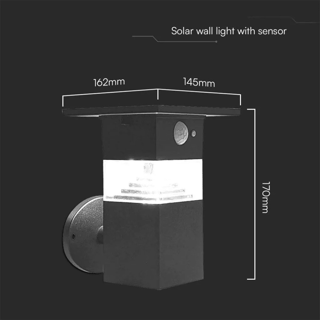 Lampada LED Solare da Giardino 3W con Sensore PIR 3000K IP54