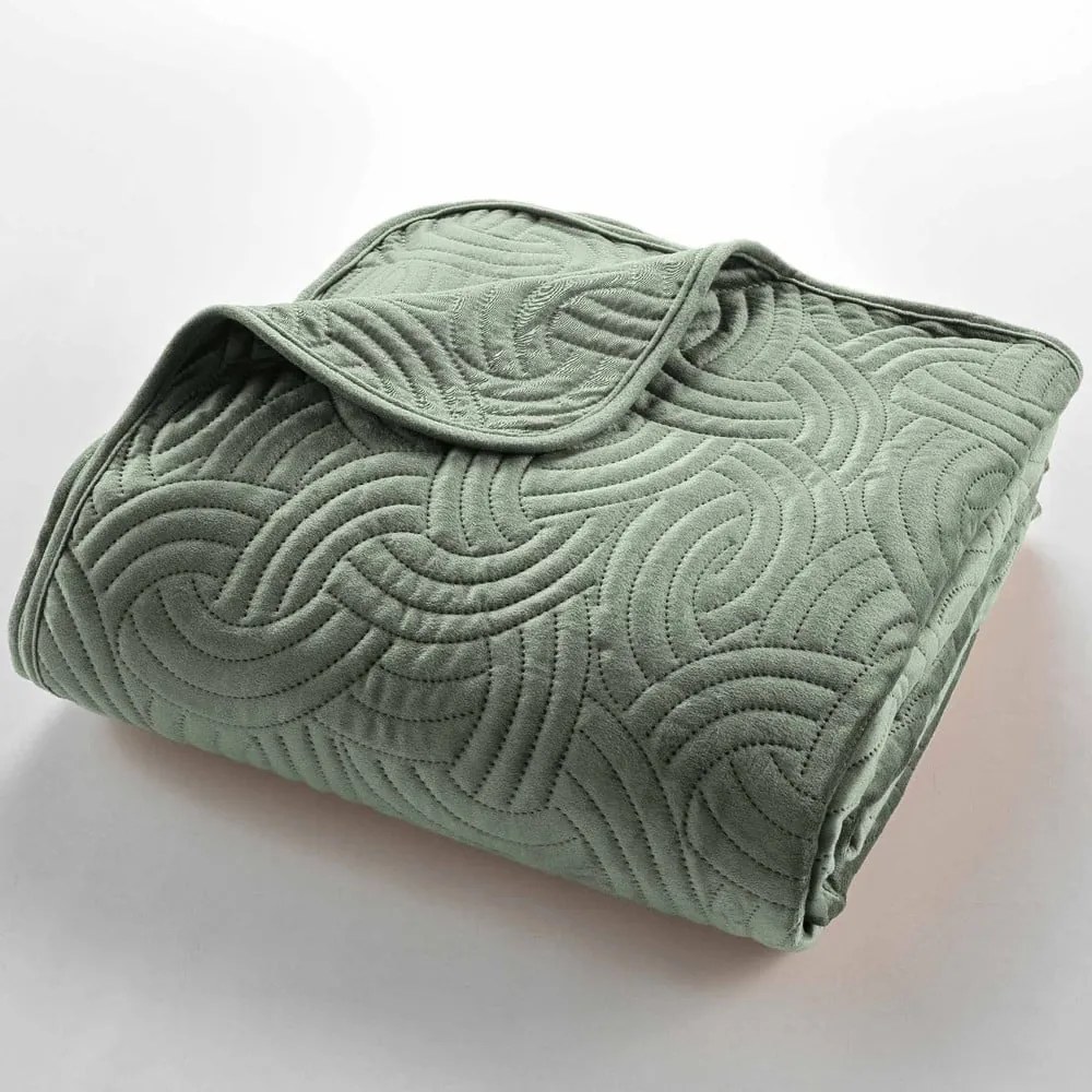 Set con copriletto e federa verde in velluto 220x240 cm Solange – douceur d'intérieur