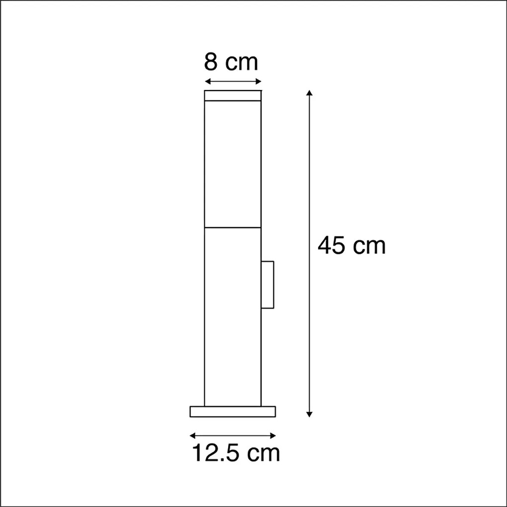 Lampada da esterno in acciaio con presa IP44 - Malios con picchetto da terra e pressacavo