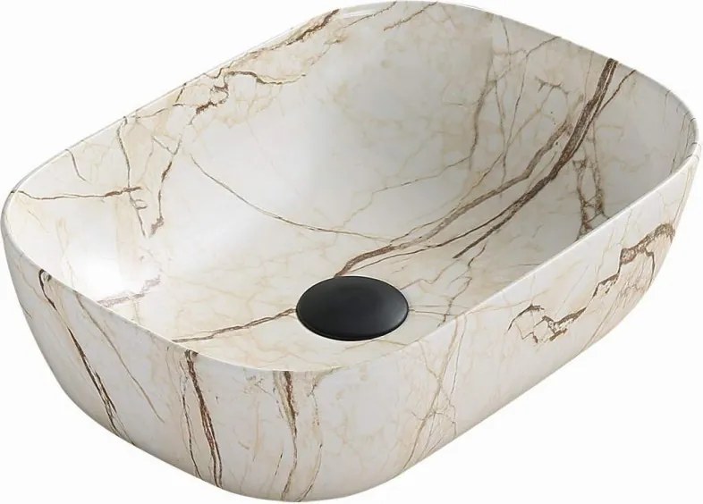 Mexen Rita lavabo da appoggio 45 x 32 cm, pietra beige - 21084592