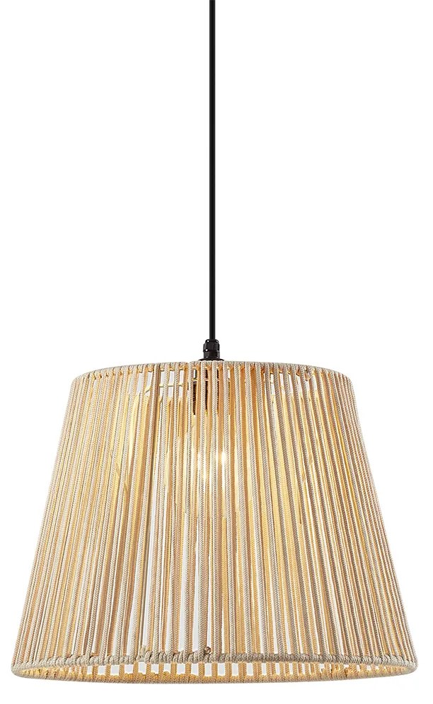 Lampada a sospensione da esterno nera con paralume in corda beige IP44 - Cava Jayla
