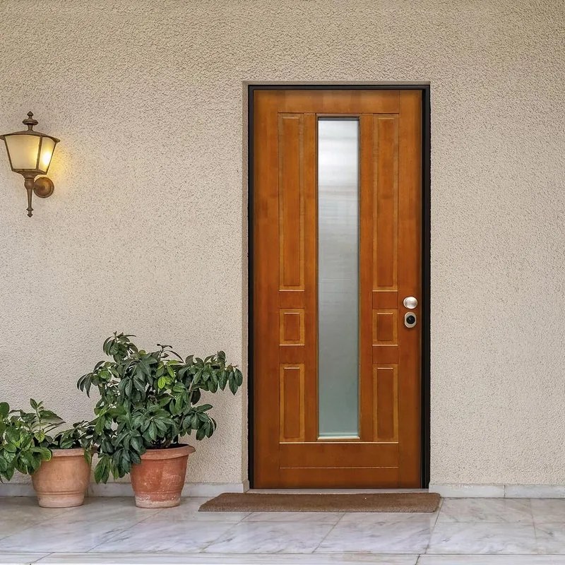 Portoncino d'ingresso MASTER Look con vetro L 80 x H 210 cm in legno noce/bianco, apertura spingere a sinistra, falso telaio incluso