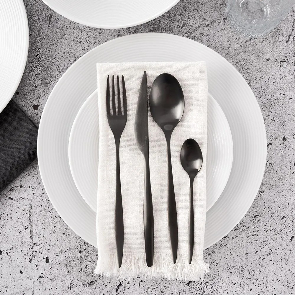 Posate nere in acciaio inox 24 pz – Orion