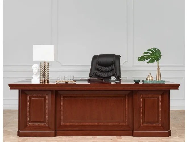 Scrivania studio classica in legno di noce lunga 2,4 metri B710-Arrediorg.it
