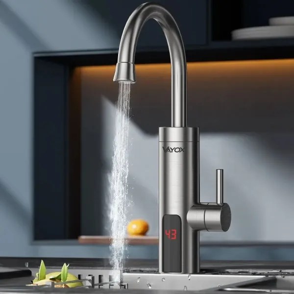 Scaldabagno istantaneo con LED display 3000W/230V IPX4 acciaio inossidabile