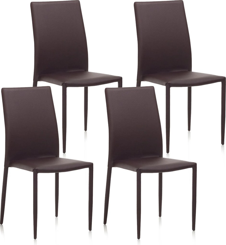 Set 4 Sedie 43,5x46,5x90,5 cm in Similpelle Marrone...