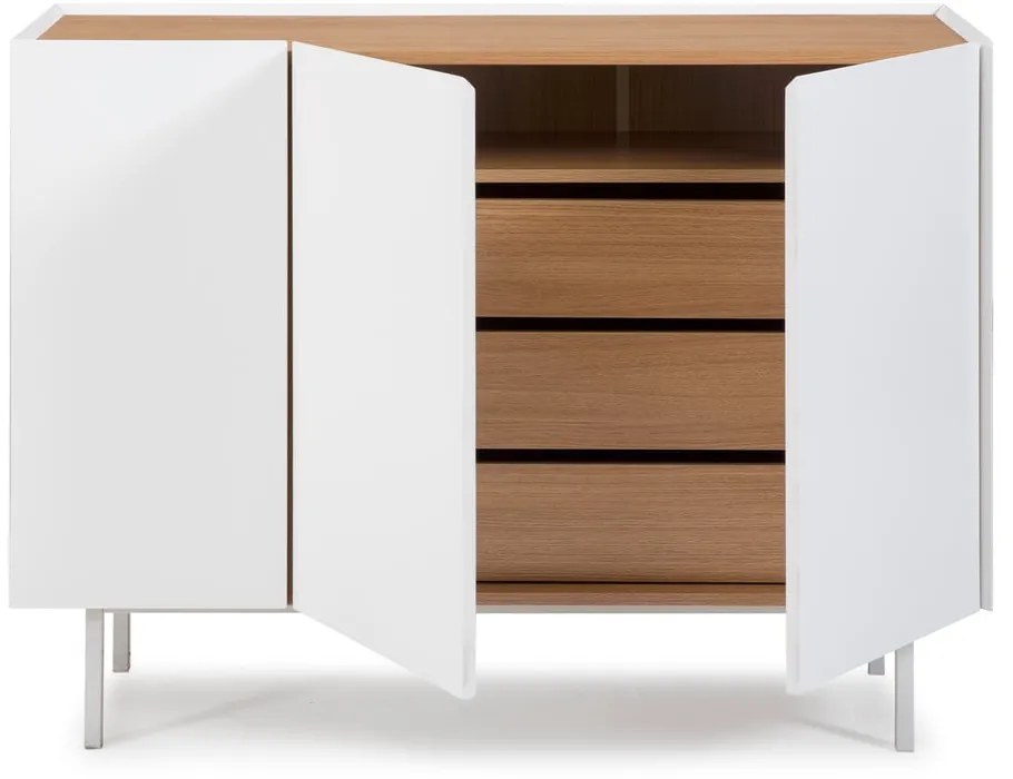 Cassettiera bassa bianca effetto rovere 110x85 cm Arista - Teulat