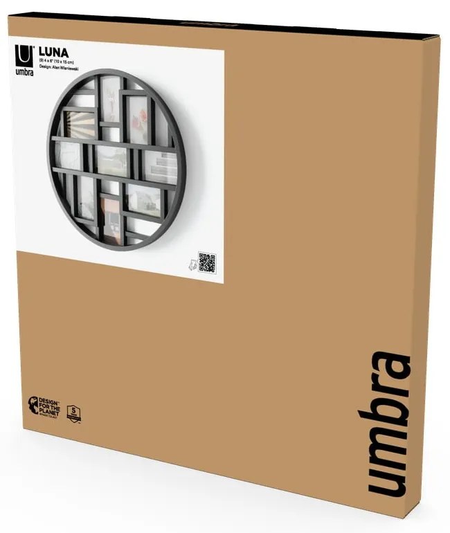 Cornice da parete in plastica nera Luna - Umbra