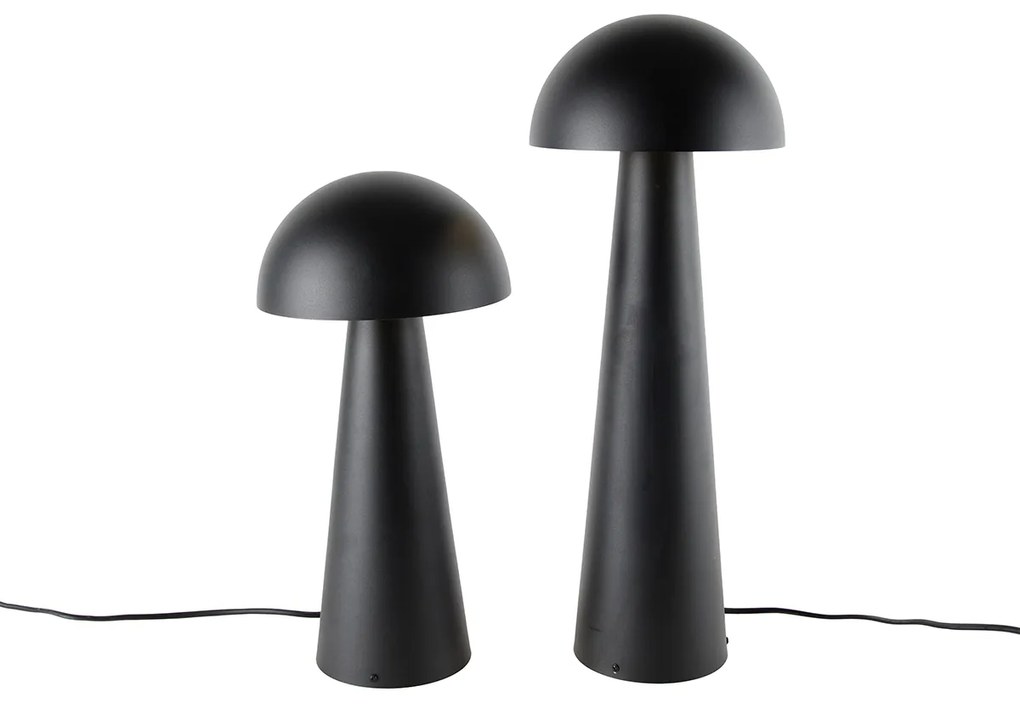 Set di 2 lampade da terra smart per esterni nere 50 cm e 65 cm incl. Wifi A60 - Mushroom