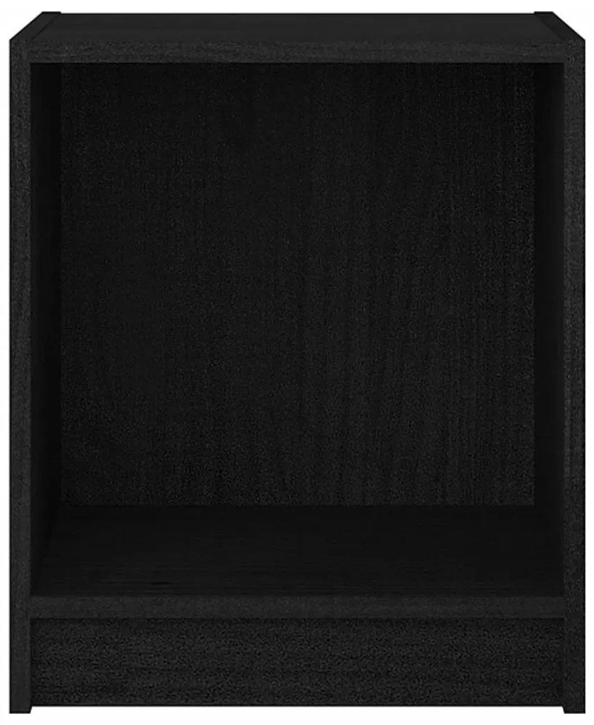 Comodino Nero 35,5x33,5x41,5 cm in Legno Massello di Pino