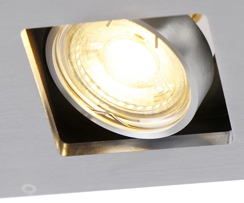 Set di 6 faretti da incasso rettangolari in alluminio a 2 luci - Qure