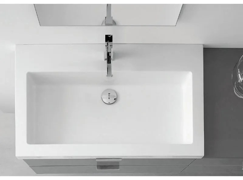 Lavabo d'appoggio rettangolare L 95 x H 11.5 x P 33 cm in ceramica bianco