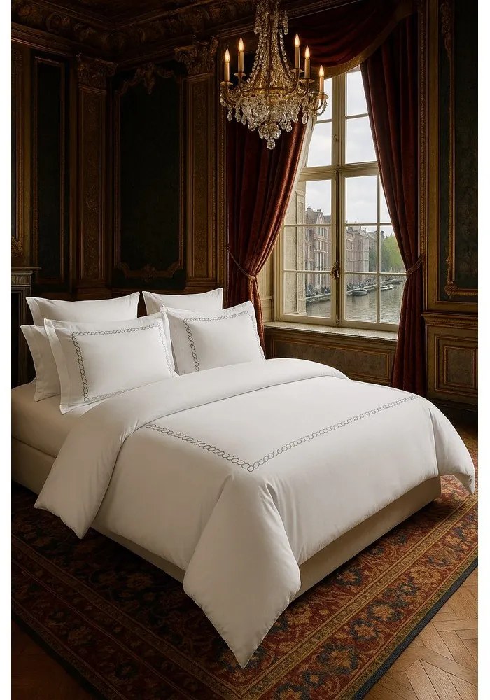 Set copripiumino e federa bianco in raso di cotone per letto singolo con lenzuolo incluso/6 pezzi 140x200 cm Whispered Serenity – Mila Home Luxury