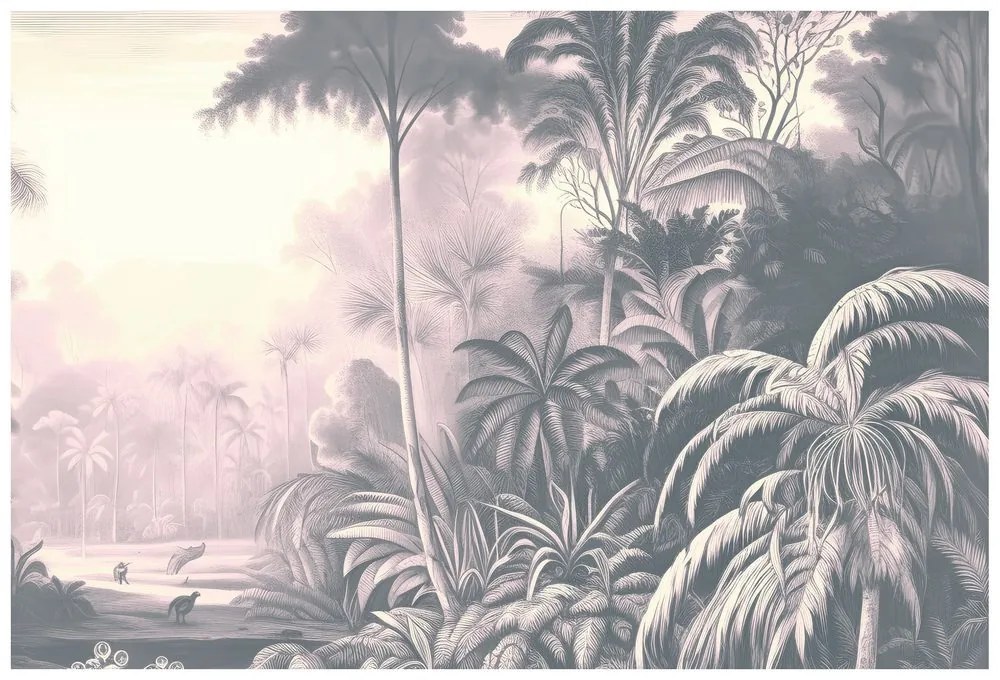Carta da parati – Alberi tropicali con tocco vintage