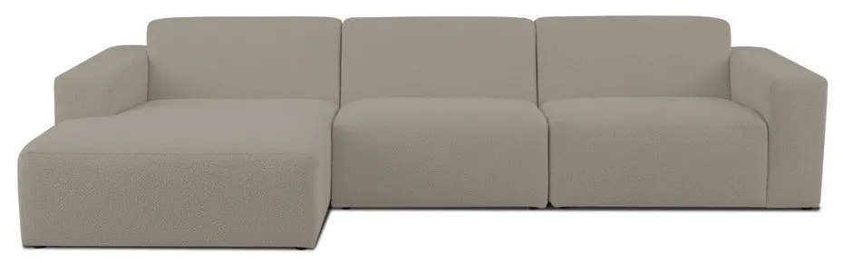 Divano angolare marrone chiaro in tessuto bouclé (angolo sinistro) Roxy - Scandic