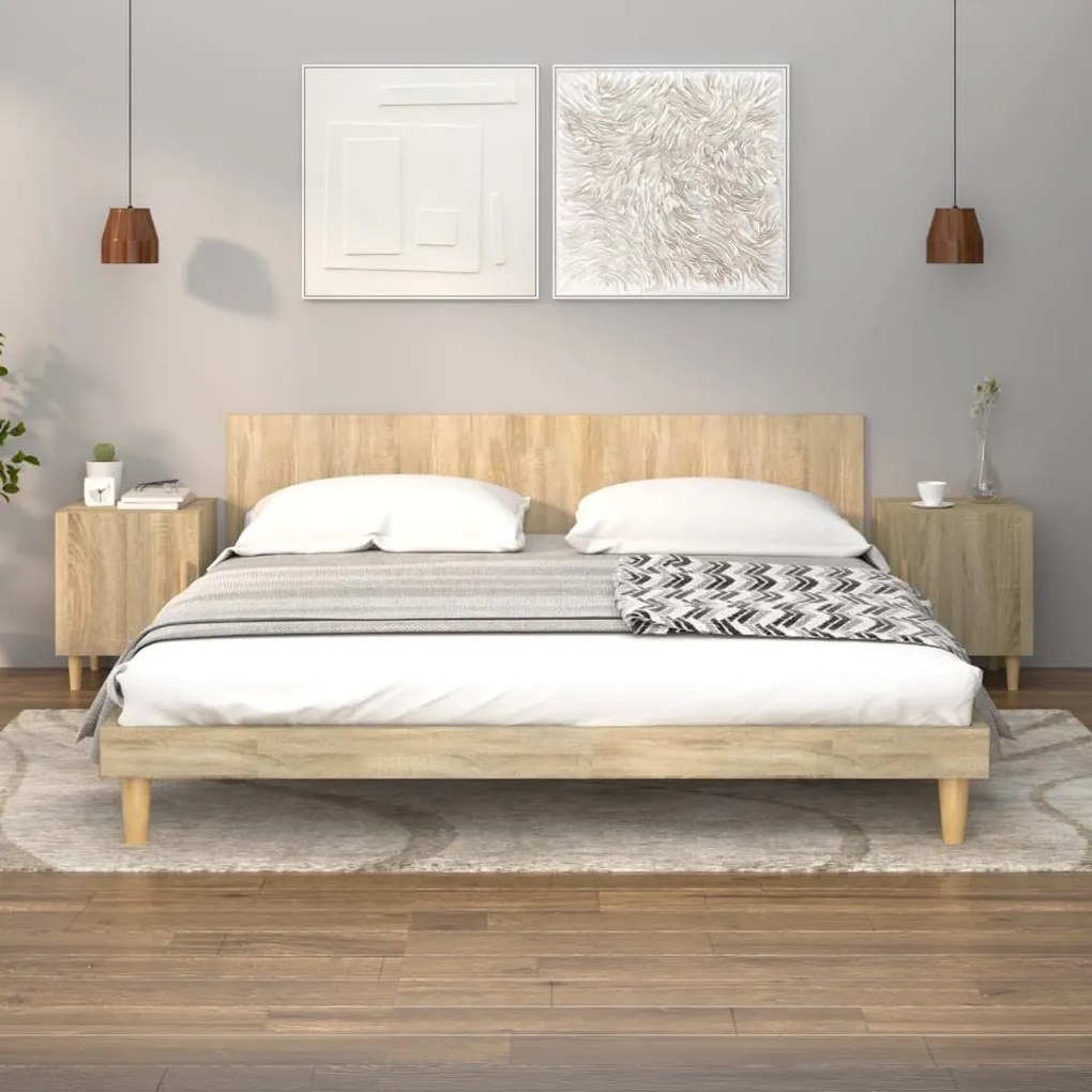 Comodini 2 Pz Rovere Sonoma İn Legno Multistrato /