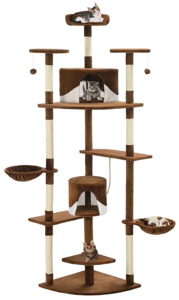 Albero per gatti e tiragraffi in sisal 203 cm marrone e bianco