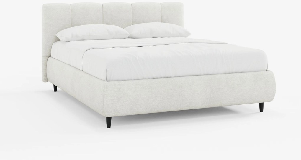 ARKAM letto imbottito con vano contenitore e testiera a lavorazione verticale - design shabby chic in tessuto certificato Oeko-Tex®