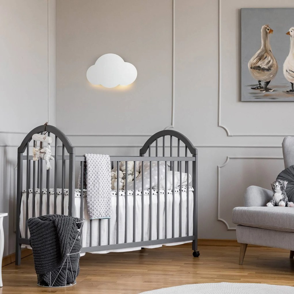 TK Lighting Applique Cloud, bianco, acciaio, luce indiretta, 38 x 27 cm