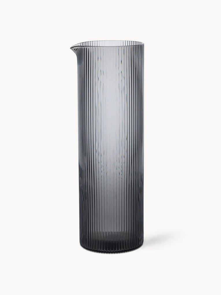 Caraffa in vetro soffiato con scanalatura in rilievo Ripple, 1,1 L
