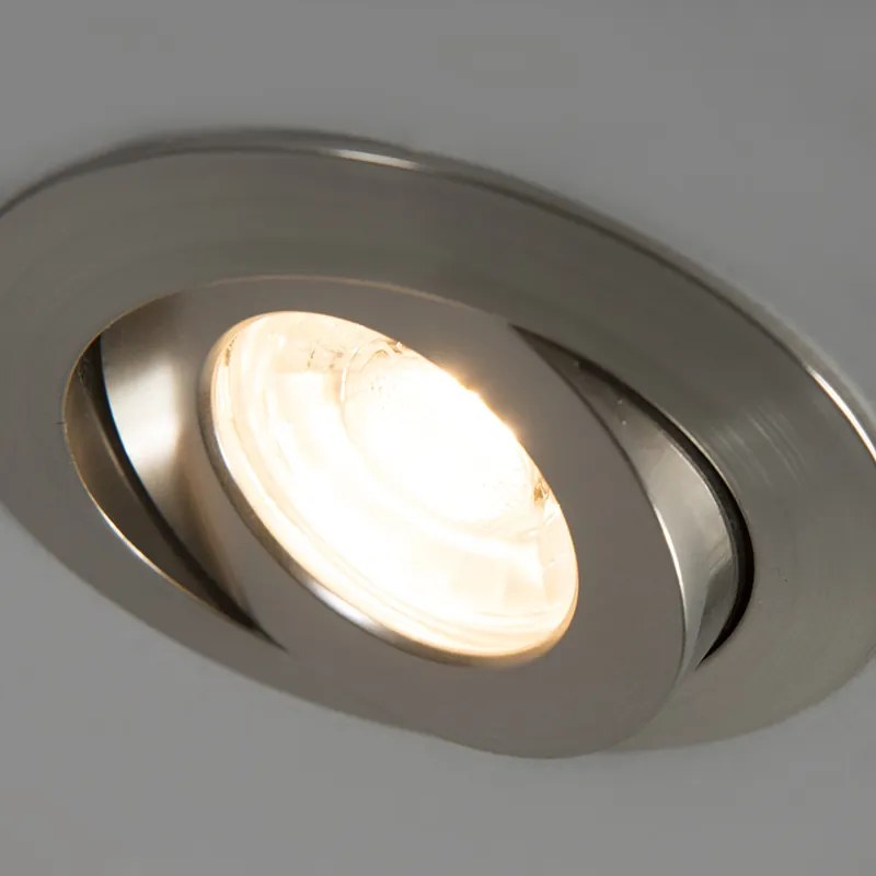 Set di 3 faretti da incasso in acciaio con LED IP44 - Relax LED