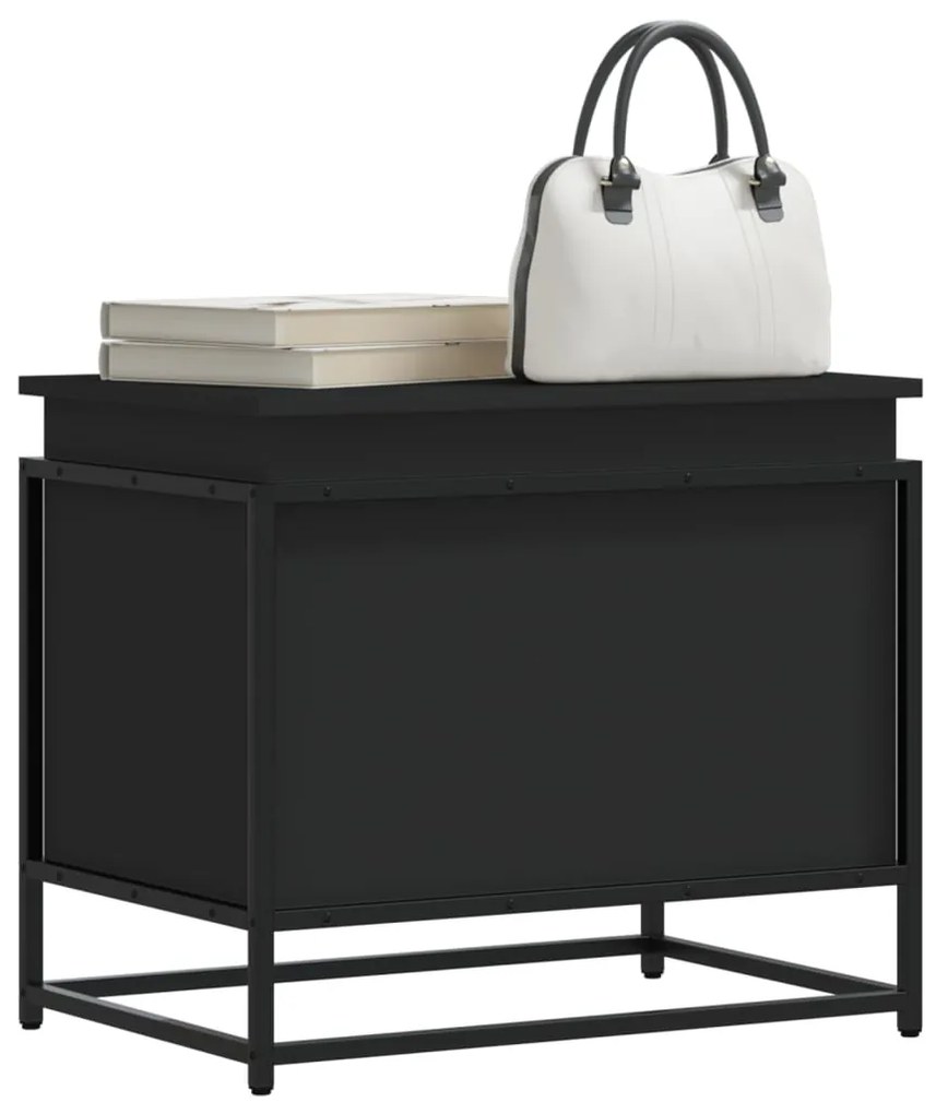 Contenitore Con Coperchio Nero 60x40x51,5 Cm İn Truciolato /