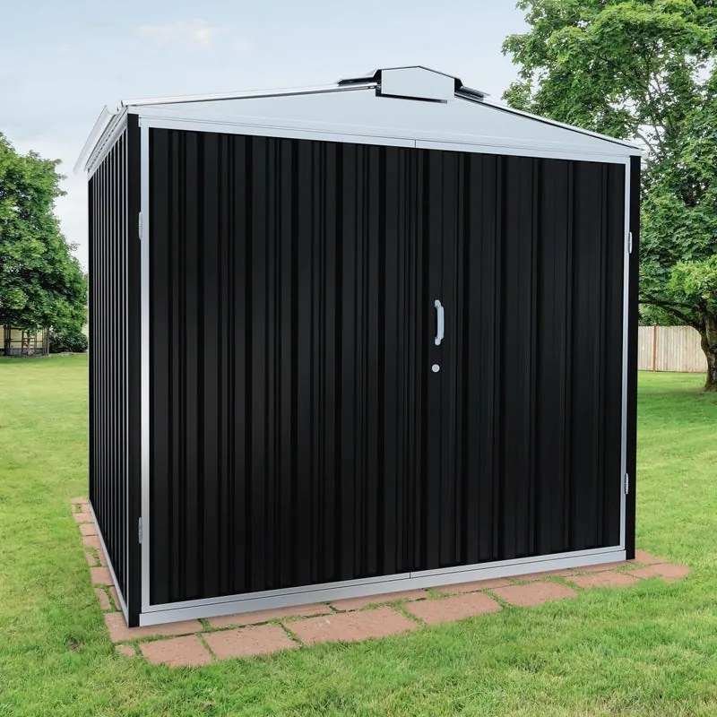 Casetta da giardino SAPIL Atlanta in acciaio grigio, superficie interna 8.5 m² e spessore parete 60 mm, senza pavimento