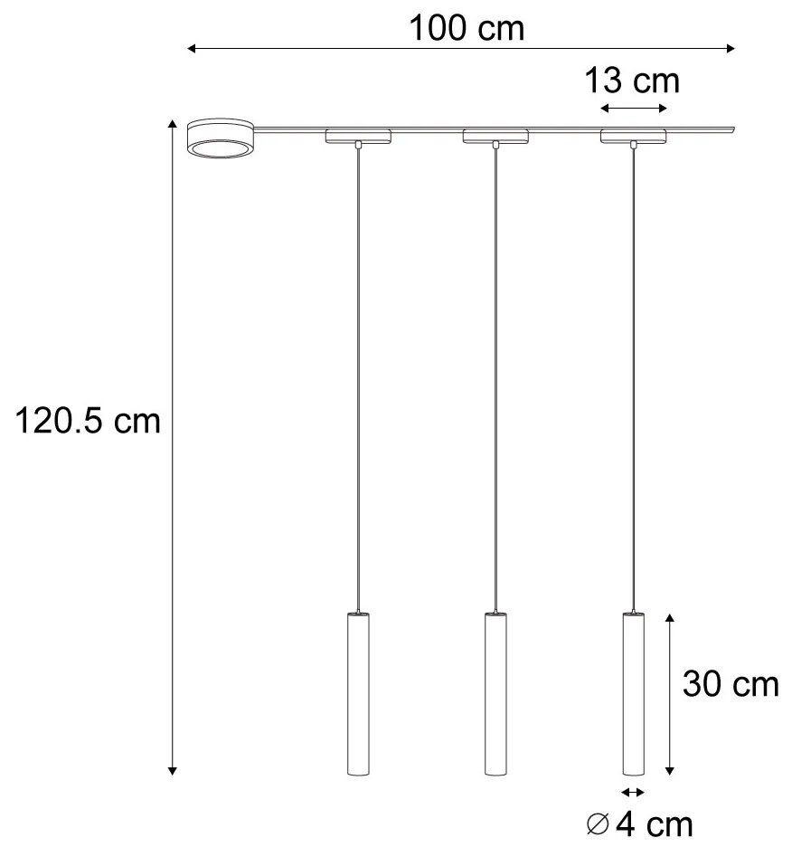 Sistema di illuminazione su binario moderno con 3 luci a sospensione nere monofase - Magnetic Cassie