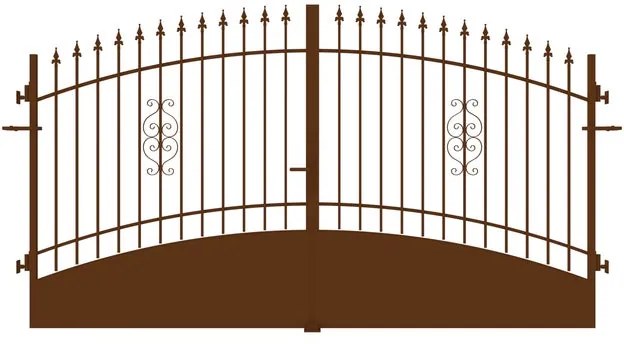 Cancello manuale battente Marmolada in ferro, apertura centrale, L 358.5, H 165-195 cm, di colore ruggine