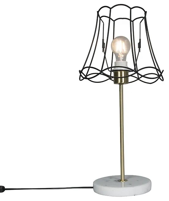 Lampada da tavolo retrò in ottone con cornice Granny nera 25 cm - Kaso