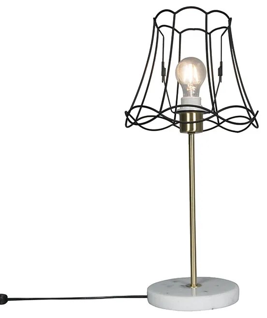 Lampada da tavolo retrò in ottone GRANNY Frame nera 25cm - KASO