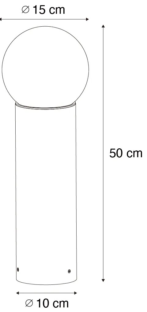 Lampada da terra da esterno nera con vetro opalino 50 cm IP44 - Huma