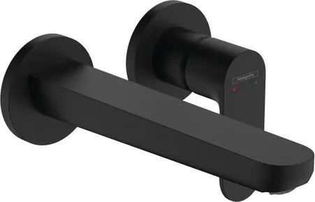 Rubinetto per lavabo a canna media getto laminare cristallino Rebris S nero verniciato opaco HANSGROHE H 11.5 cm