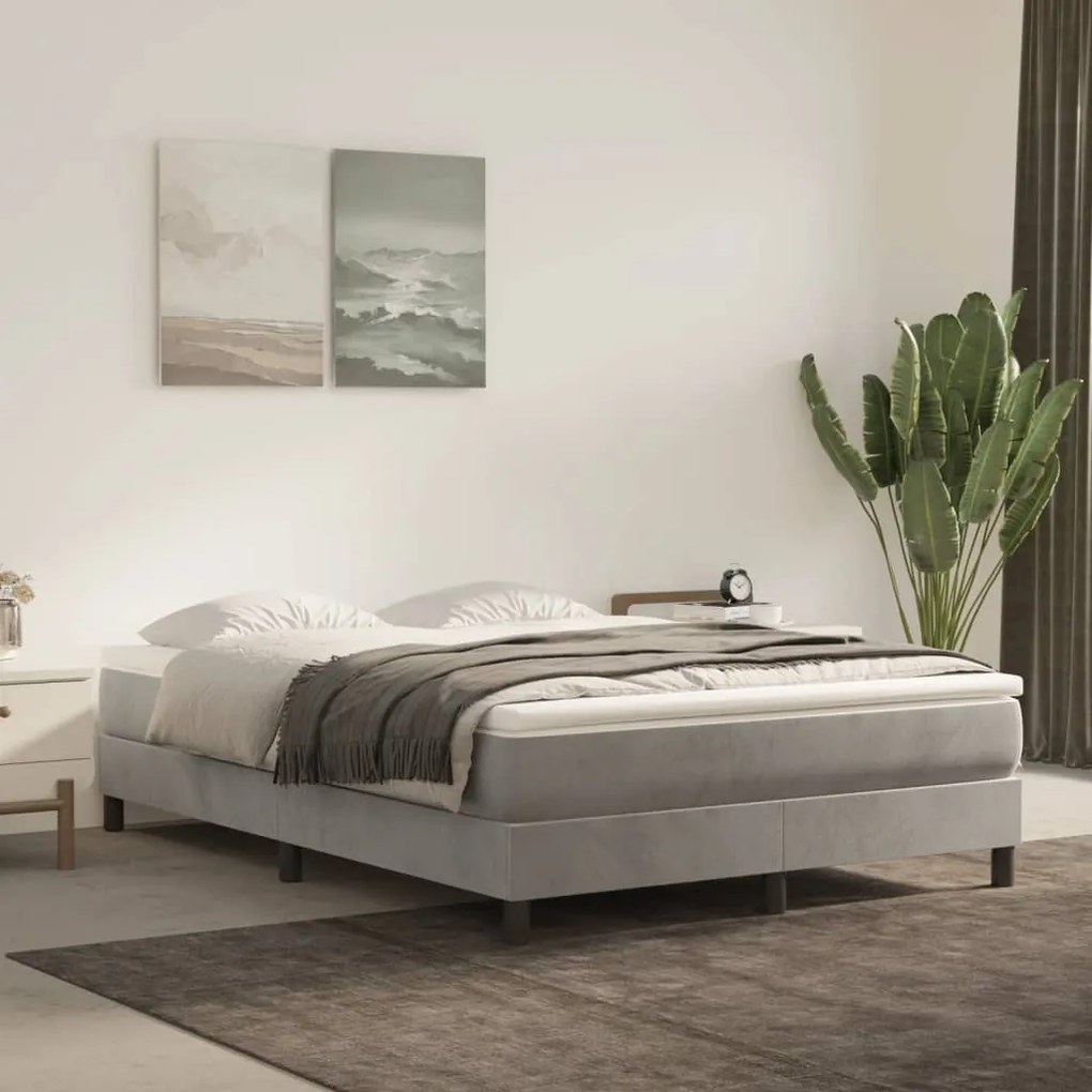 Materasso A Molle Grigio Chiaro 140x210x20 Cm İn Velluto /