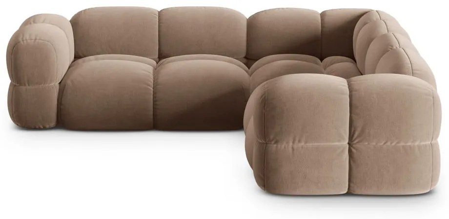 Divano angolare marrone con rivestimento in velluto Loretto – Cosmopolitan Design