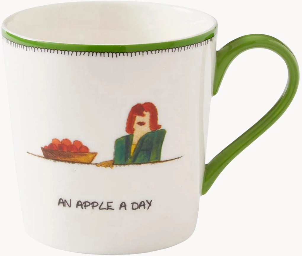 Tazza in Fine Bone China Doodles Apple a Day