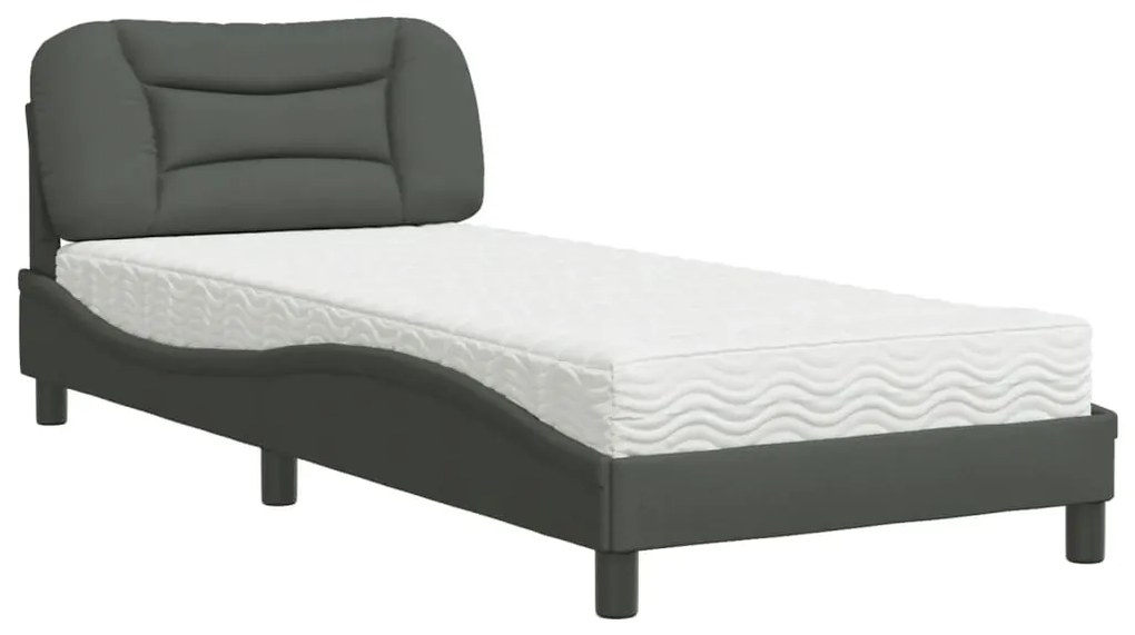 Letto con materasso grigio scuro 90x190 cm in tessuto