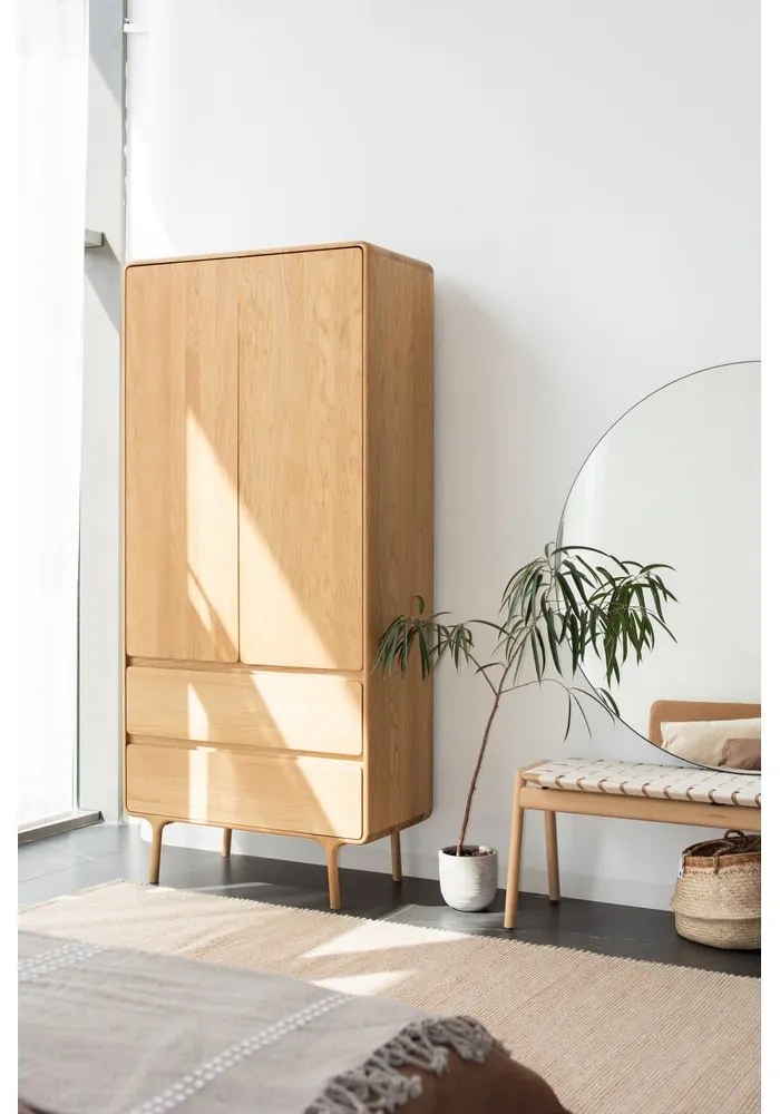 Panchina in colore bianco e naturale Klupa - Gazzda