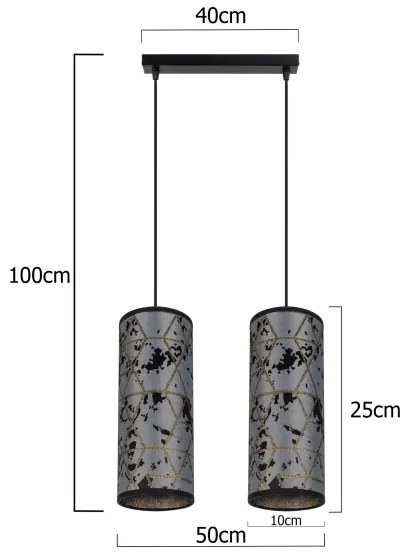 Lampadario a sospensione con filo AVALO 2xE27/60W/230V grigio/nero