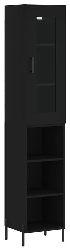 Credenza nera 34,5x34x180 cm in legno multistrato