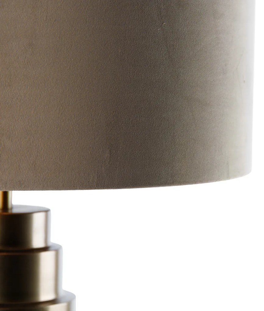 Lampada da tavolo in velluto color tortora con base dorata 50 cm - Bruut