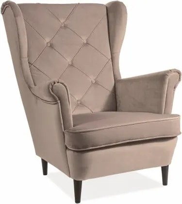 Poltrona Lady in velluto beige Blu28/wenge