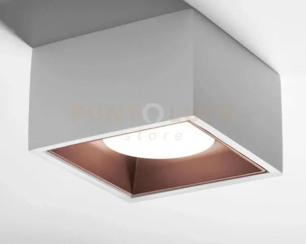 Nasso soffitto 1 luce  attacco gx53 quadrata rame in gesso e allumi...
